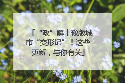 “政”解丨豫版城市“变形记”！这些更新，与你有关