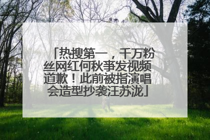 热搜第一，千万粉丝网红何秋亊发视频道歉！此前被指演唱会造型抄袭汪苏泷