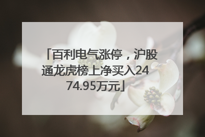 百利电气涨停，沪股通龙虎榜上净买入2474.95万元