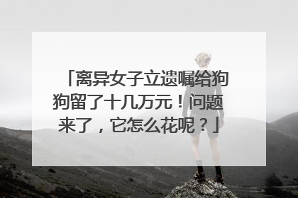 离异女子立遗嘱给狗狗留了十几万元！问题来了，它怎么花呢？