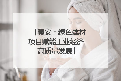 秦安：绿色建材项目赋能工业经济高质量发展