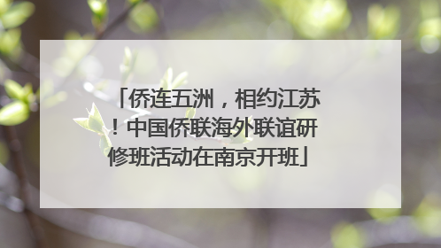 侨连五洲，相约江苏！中国侨联海外联谊研修班活动在南京开班