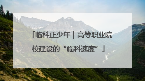 临科正少年｜高等职业院校建设的“临科速度”