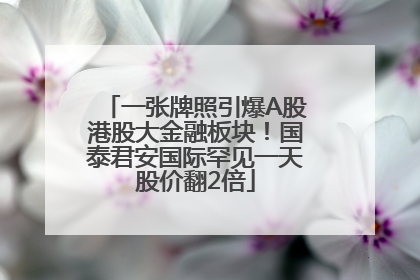 一张牌照引爆A股港股大金融板块！国泰君安国际罕见一天股价翻2倍