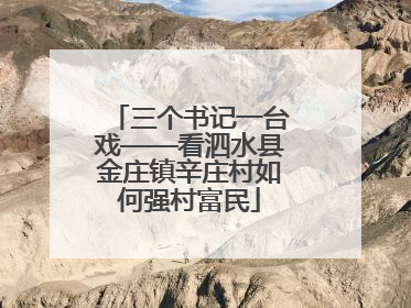 三个书记一台戏——看泗水县金庄镇辛庄村如何强村富民