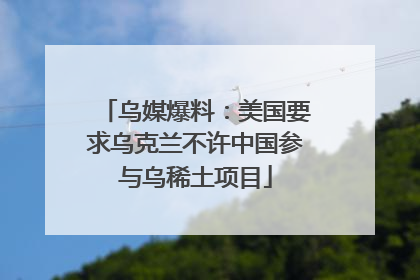 乌媒爆料：美国要求乌克兰不许中国参与乌稀土项目