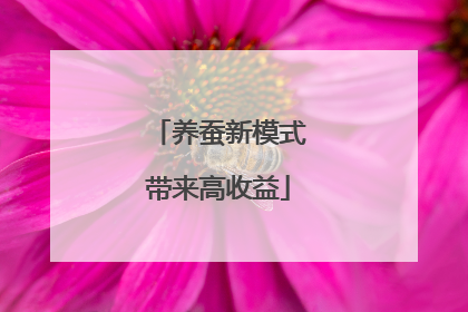 养蚕新模式带来高收益