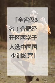 全省仅3名！合肥经开区两学子入选中国国少训练营