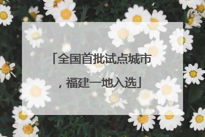 全国首批试点城市，福建一地入选