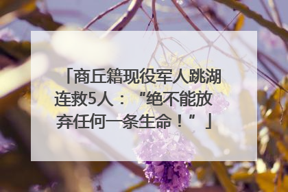 商丘籍现役军人跳湖连救5人：“绝不能放弃任何一条生命！”