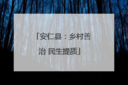 安仁县：乡村善治 民生提质