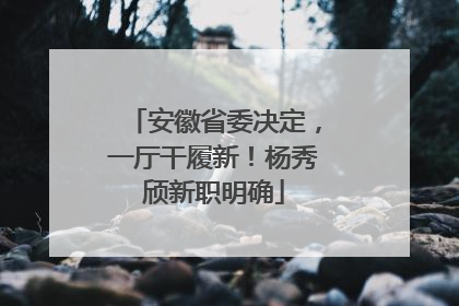 安徽省委决定，一厅干履新！杨秀颀新职明确