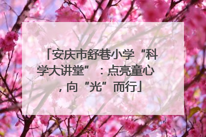 安庆市舒巷小学“科学大讲堂”：点亮童心，向“光”而行