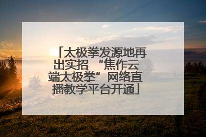 太极拳发源地再出实招 “焦作云端太极拳”网络直播教学平台开通
