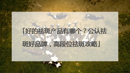 好的祛斑产品有哪个？公认祛斑好品牌，高段位祛斑攻略