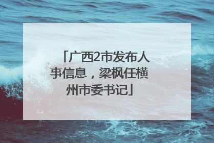 广西2市发布人事信息，梁枫任横州市委书记