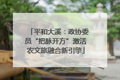平和大溪：政协委员“把脉开方”激活农文旅融合新引擎