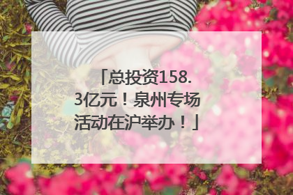 总投资158.3亿元！泉州专场活动在沪举办！