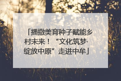 播撒美育种子赋能乡村未来！“文化筑梦·绽放中原”走进中牟