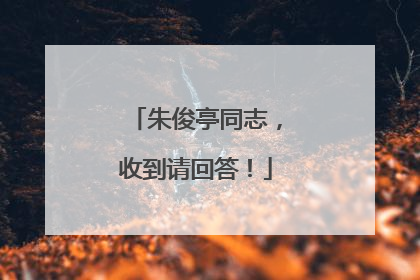 朱俊亭同志，收到请回答！