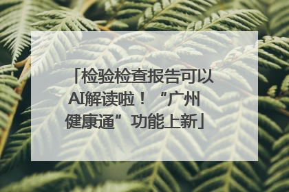 检验检查报告可以AI解读啦！“广州健康通”功能上新