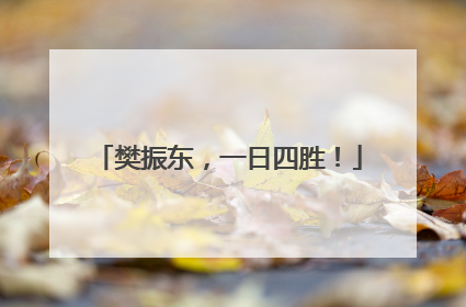 樊振东，一日四胜！