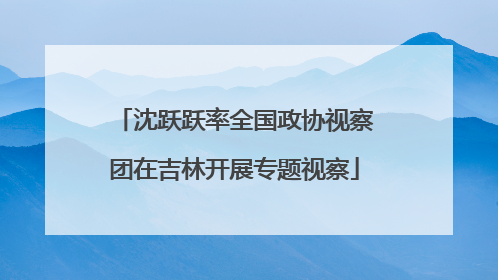 沈跃跃率全国政协视察团在吉林开展专题视察
