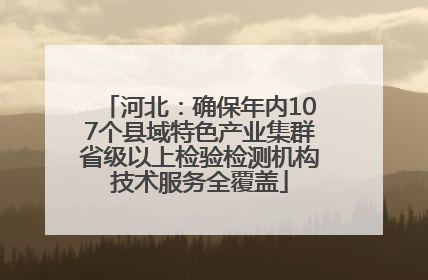 河北：确保年内107个县域特色产业集群省级以上检验检测机构技术服务全覆盖