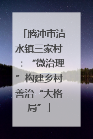 腾冲市清水镇三家村：“微治理”构建乡村善治“大格局”