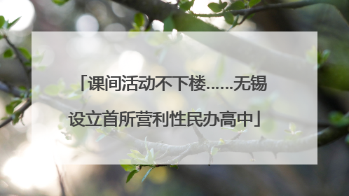 课间活动不下楼……无锡设立首所营利性民办高中
