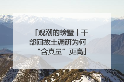 观潮的螃蟹丨干部回故土调研为何“含真量”更高