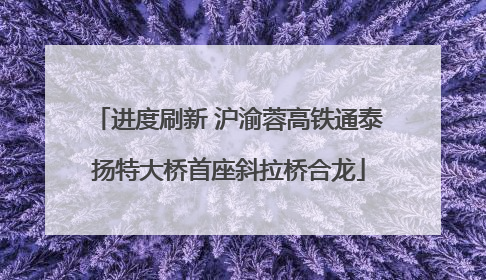 进度刷新 沪渝蓉高铁通泰扬特大桥首座斜拉桥合龙