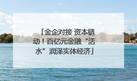 金企对接 资本链动！百亿元金融“活水”润泽实体经济