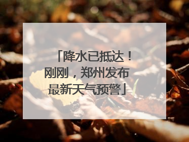 降水已抵达！刚刚，郑州发布最新天气预警