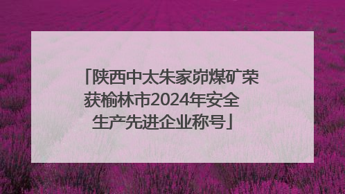 陕西中太朱家峁煤矿荣获榆林市2024年安全生产先进企业称号